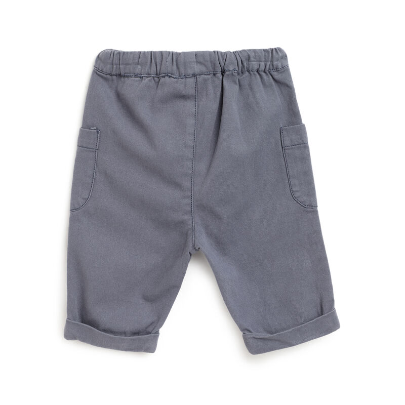 Boys Dark Light Blue Solid Long Trousers image number null